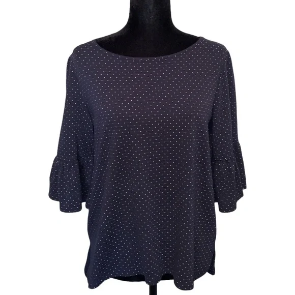 Max Studio Polka Dot Ruffled 3/4 Sleeve - Picture 2 of 7